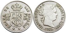Moneda de Filipinas 10 centavos 1868