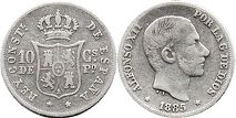 Moneda de Filipinas 10 centavos 1885