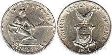 Moneda de filipinas de EE. UU. 5 centavos 1944