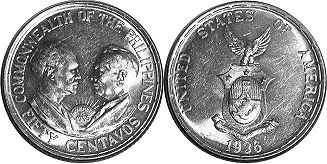 Moneda de filipinas de EE. UU. 50 centavos 1936 Establecimiento de la Mancomunidad