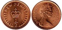 Gran Bretaña moneda 1/2 penny 1975