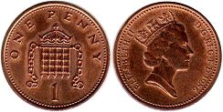 Gran Bretaña moneda 1 penny 1986