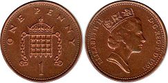 Gran Bretaña moneda 1 penny 1993