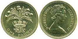 Gran Bretaña moneda 1 lira 1984 Cardo escocés