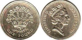Gran Bretaña moneda 1 lira 1986 Blooming flax