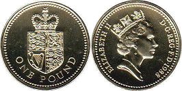 Gran Bretaña moneda 1 lira 1988 Escudo del Reino Unido