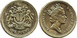 Gran Bretaña moneda 1 lira 1993 Escudo de Gran Bretaña