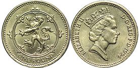 Gran Bretaña moneda 1 lira 1994 Scottish arms