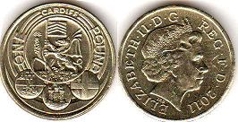 Gran Bretaña moneda 1 lira 2010 Cardiff