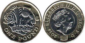 Gran Bretaña moneda 1 lira 2016