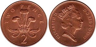 Gran Bretaña moneda 2 penique 1997