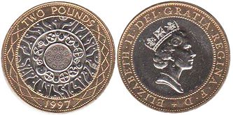 Gran Bretaña moneda 2 libras 1997