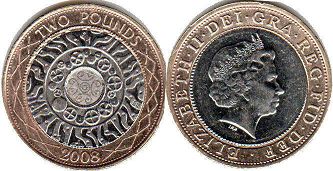 Gran Bretaña moneda 2 libras 2008