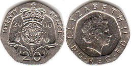 Gran Bretaña moneda 20 penique 2000