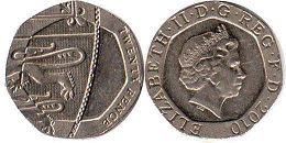 Gran Bretaña moneda 20 penique 2010