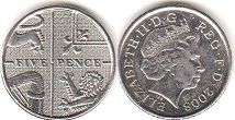 Gran Bretaña moneda 5 penique 2008