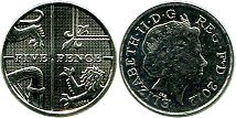 Gran Bretaña moneda 5 penique 2012
