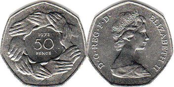 Gran Bretaña moneda 50 penique 1973 entry into E.E.C
