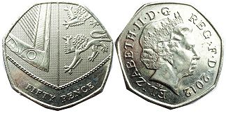 Gran Bretaña moneda 50 penique 2012