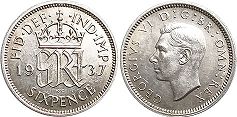 UK 6 penique 1937