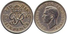 UK 6 penique 1949