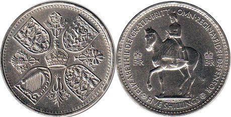 Gran Bretaña moneda corona 1953 Coronation