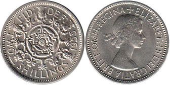 Gran Bretaña moneda florín 1953 Coronation
