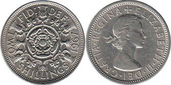 Gran Bretaña moneda florin 1967