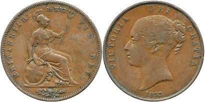 UK 1 penny 1853