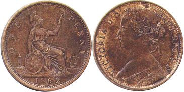 UK 1 penny 1862