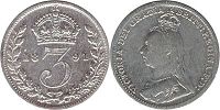 UK 3 penique 1891