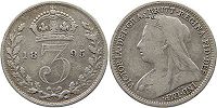 UK 3 penique 1895