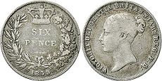 UK 6 penique 1859
