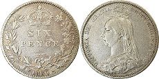 UK 6 penique 1889