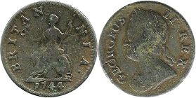 UK Farthing (1/4 penny) 1744