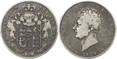 UK 1/2 corona 1829