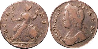 UK 1/2 penny 1736