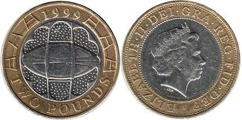 moneda Great Britain 2 libras 1999