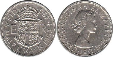 Gran Bretaña moneda 1/2 corona 1963