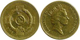 Gran Bretaña moneda 1 lira 1996 Celtic Cross