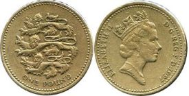Gran Bretaña moneda 1 lira 1997 Plantagenet lions