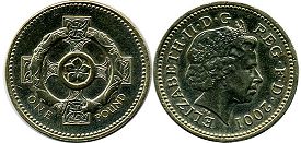 Gran Bretaña moneda 1 lira 2001 Celtic Cross