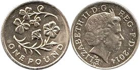 Gran Bretaña moneda 1 lira 2014 Shamrock and Flax