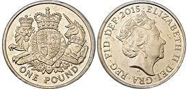Gran Bretaña moneda 1 lira 2015 Schild of the Escudo de armas real 