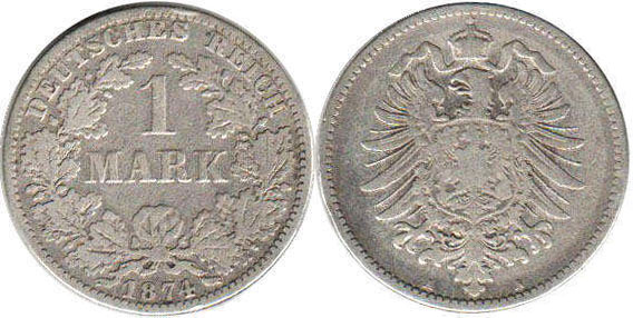 Moneda Imperio Alemán 1 mark 1874