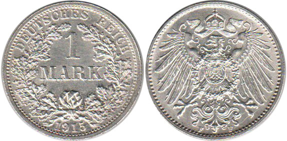 Moneda Imperio Alemán 1 mark 1915