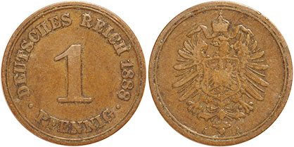Moneda Imperio Alemán 1 Pfennig 1888