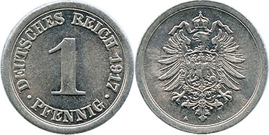 Moneda Imperio Alemán 1 Pfennig 1917