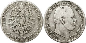 Moneda Imperio Alemán 2 mark 1876