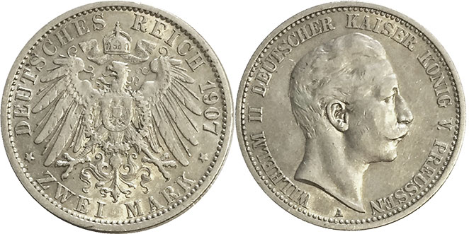Moneda Imperio Alemán 2 mark 1907